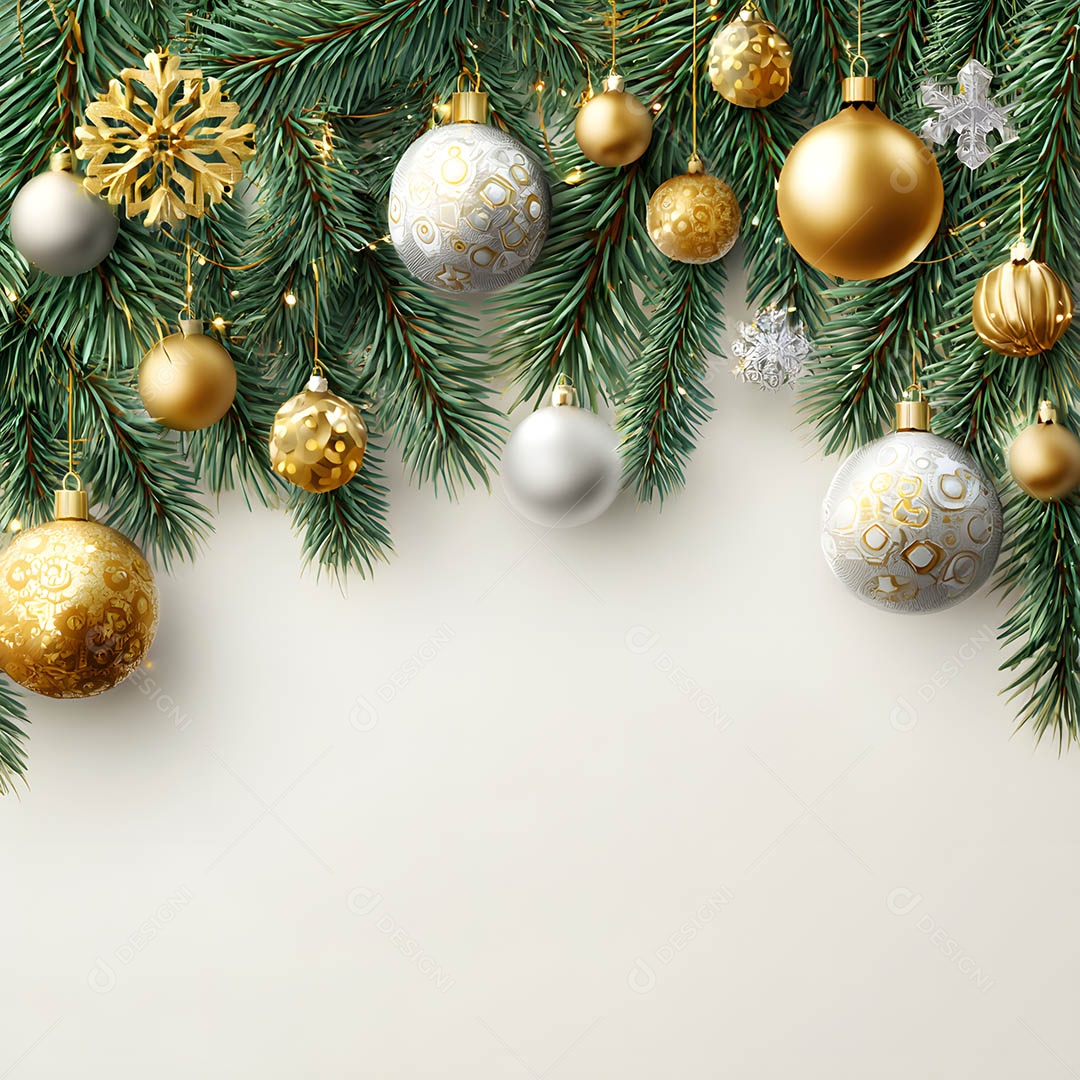 Linda decorações de Natal sob fundo branco isolado