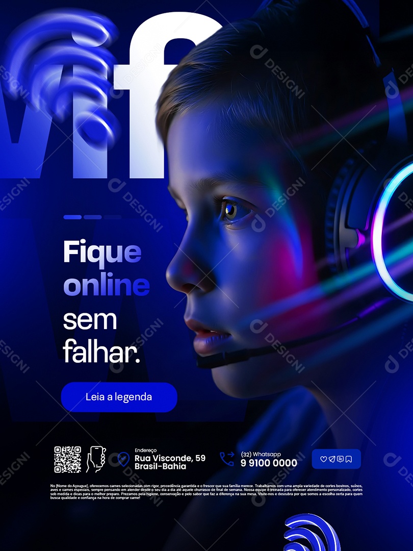 Provedor de Internet Fique Online Sem Falhar Social Media PSD Editável