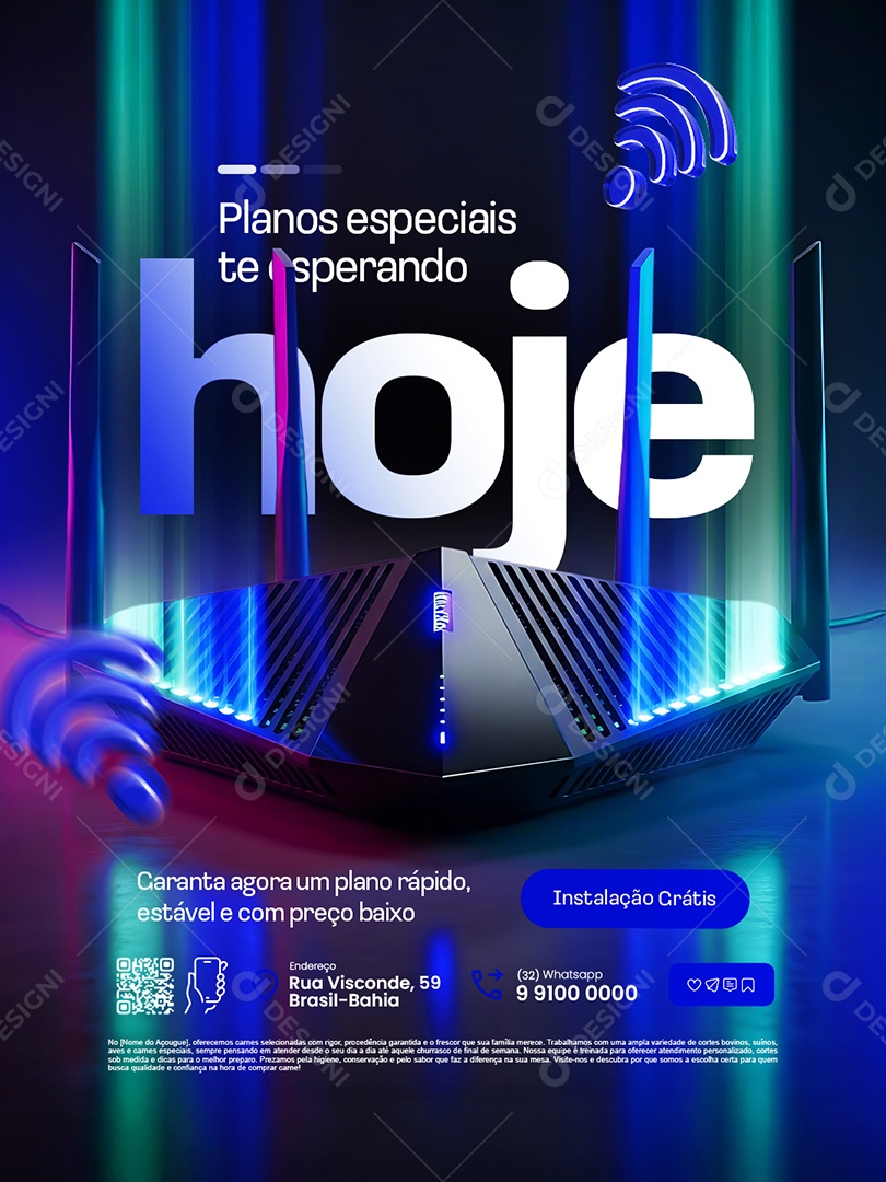 Provedor de Internet Planos Especaiis Te Esperando Hoje Social Media PSD Editável