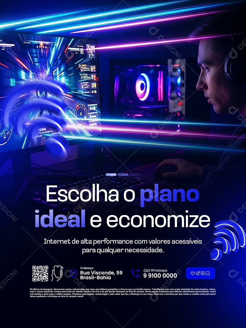 Provedor de Internet Escolha o Plano Ideal e Economize Social Media PSD Editável