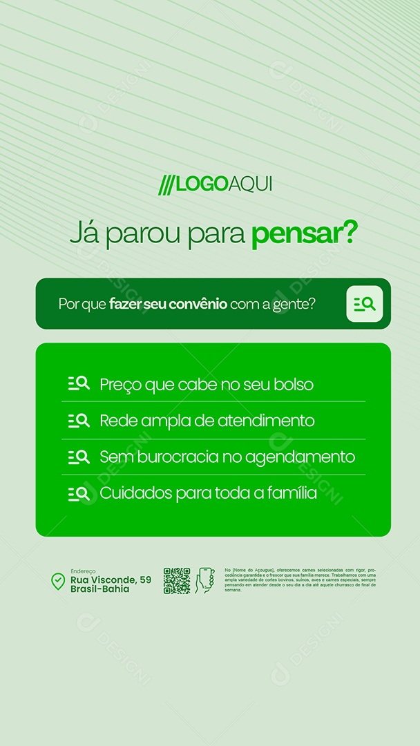 Story Convênio Médico Já Parou para Pensar Social Media PSD Editável