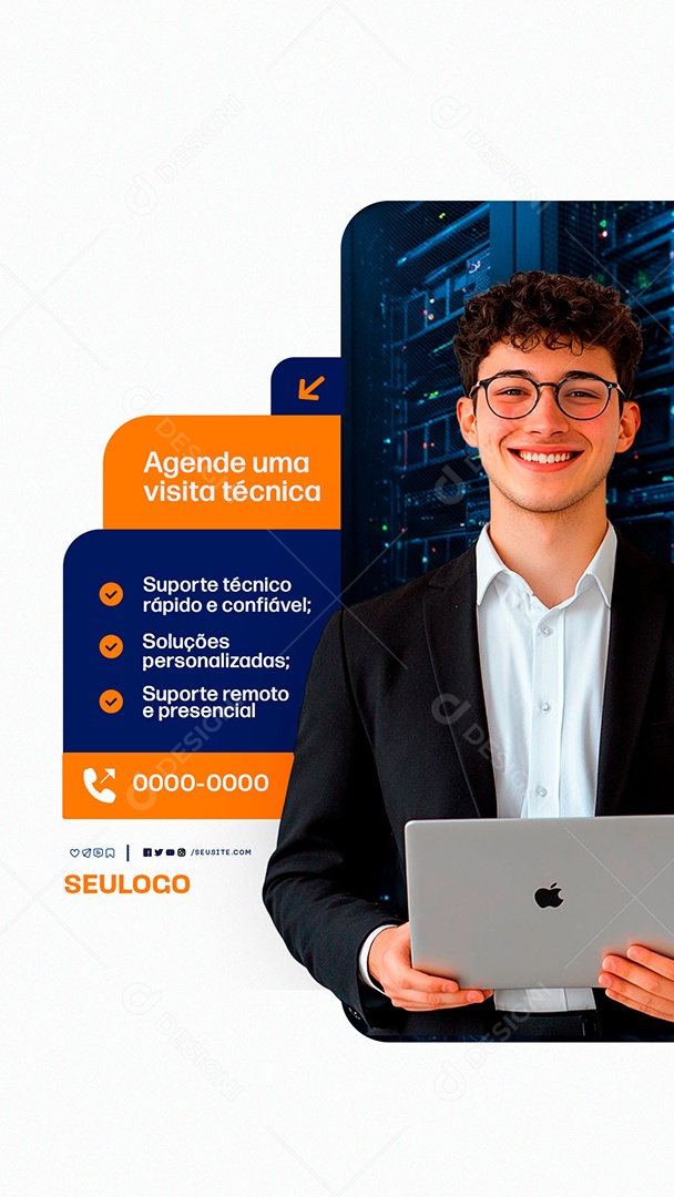 Story Manutenção Informática Agende uma Visita Técnica Social Media PSD Editável