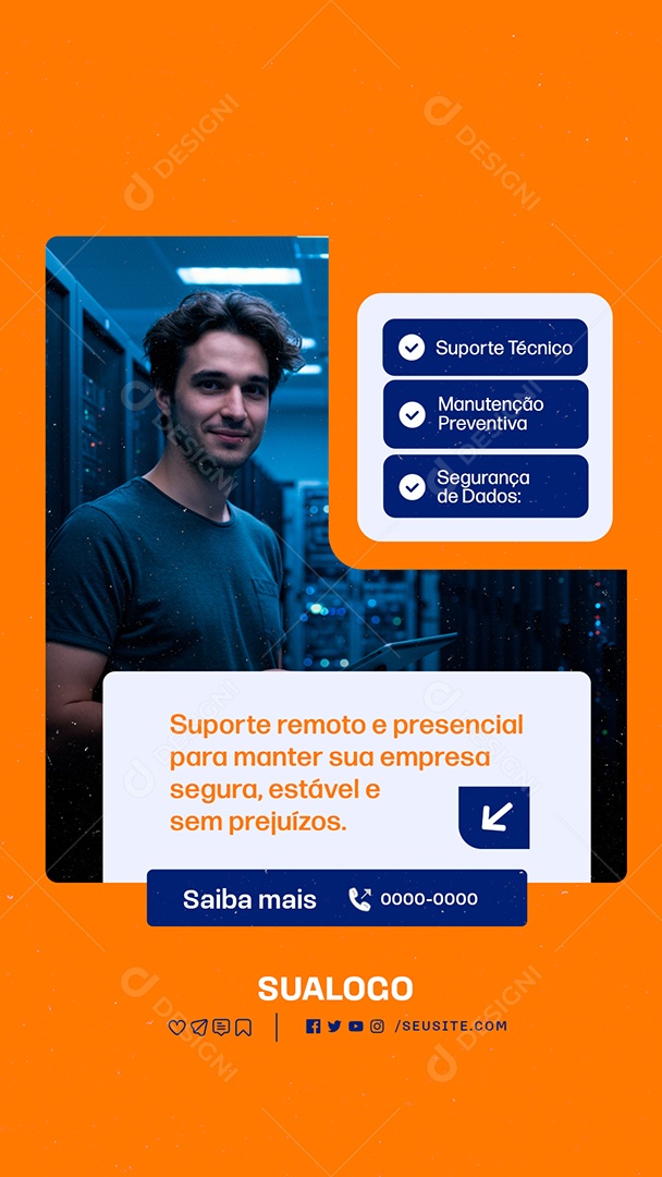 Story Manutenção Informática Suporte Técnico Social Media PSD Editável