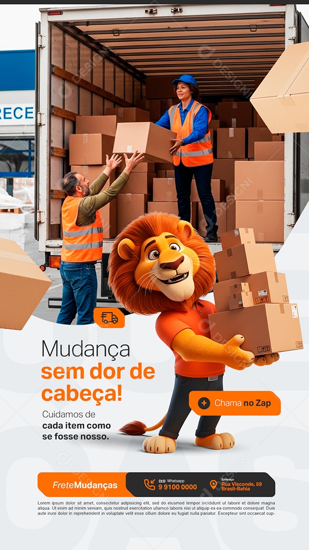 Story Frete Mudanças Sem Dor de Cabeça Social Media PSD Editável