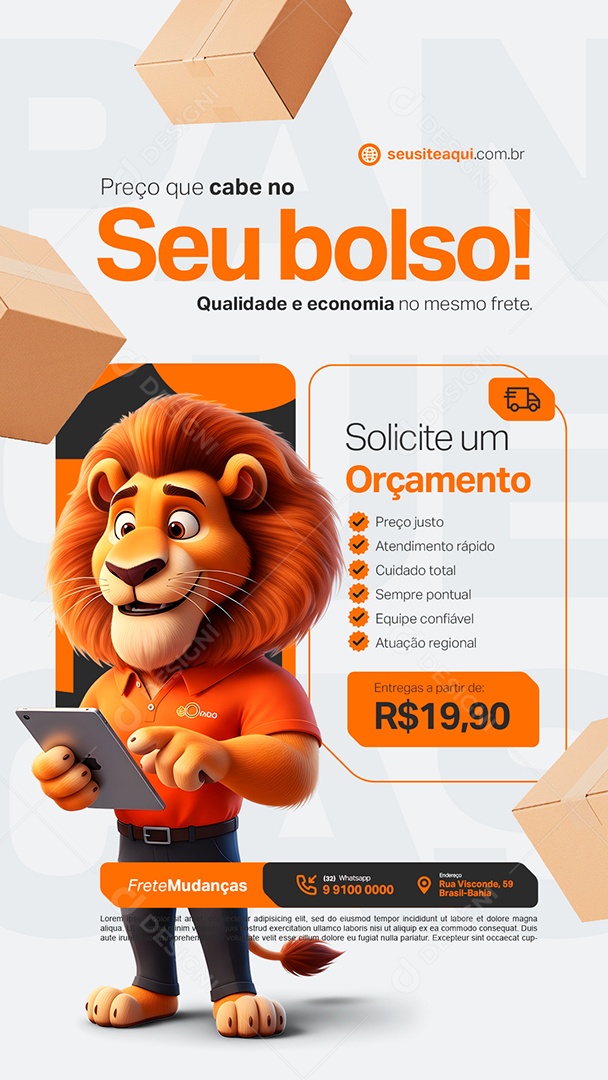 Story Frete Mudanças Preço Que Cabe no Seu Bolso Social Media PSD Editável
