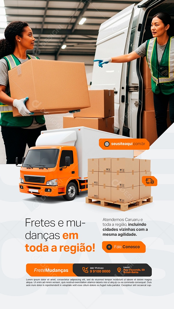 Story Fretes e Mudanças em Toda a Região Social Media PSD Editável