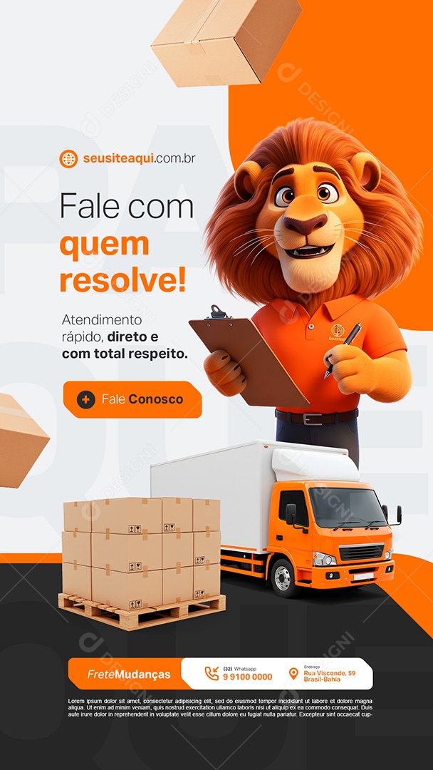 Story Frete Mudanças Fale com Quem Resolve Social Media PSD Editável