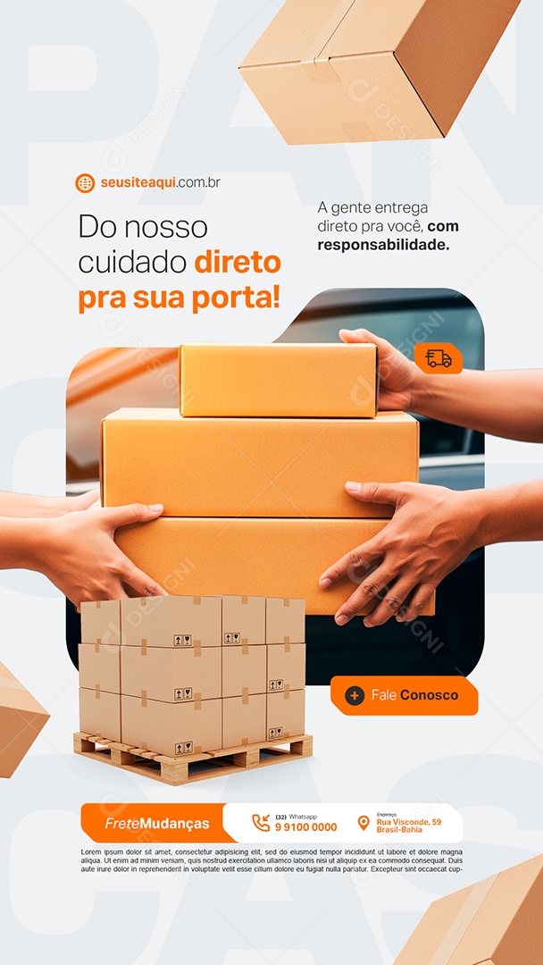 Story Frete Mudanças Do Nosso Cuidado Direto pra Sua Porta Social Media PSD Editável