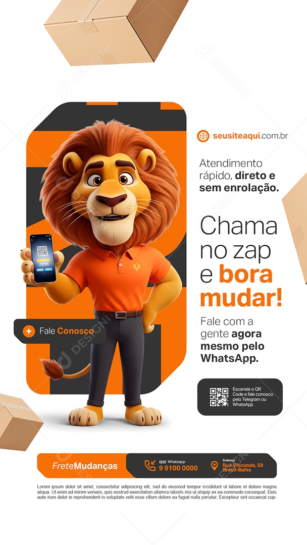 Story Frete Mudanças Chama no Zap e Bora Mudar Social Media PSD Editável