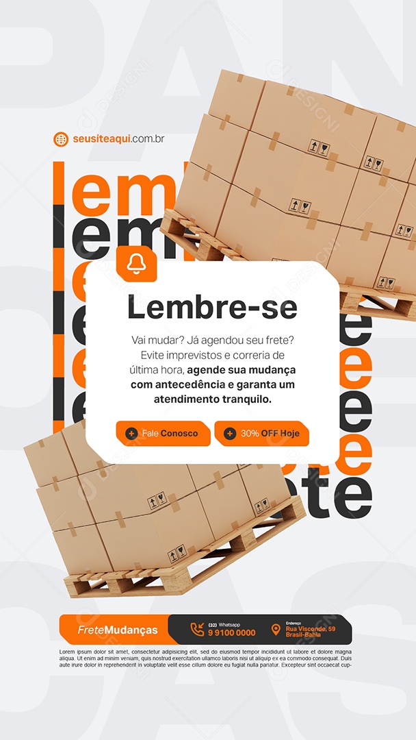 Story Frete Mudanças Lembrete Social Media PSD Editável