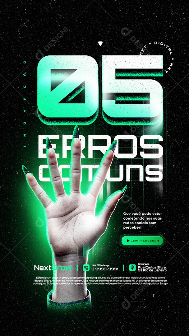 Story Marketing Digital Cinco Erros Comuns Social Media PSD Editável