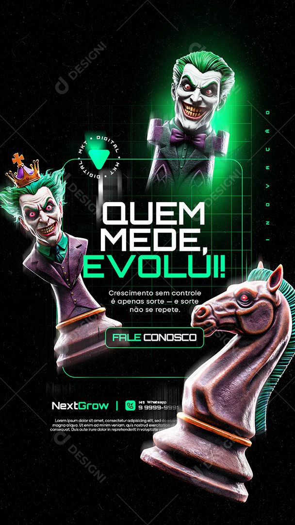 Story Marketing Digital Quem Mede Evolui Social Media PSD Editável