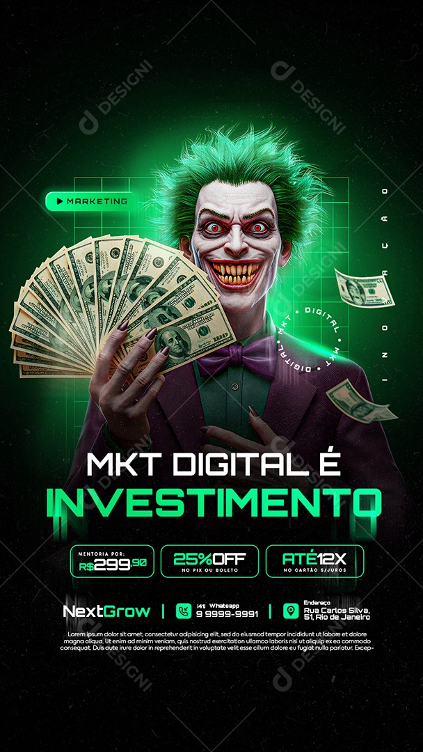 Story Marketing Digital é Investimento Social Media PSD Editável