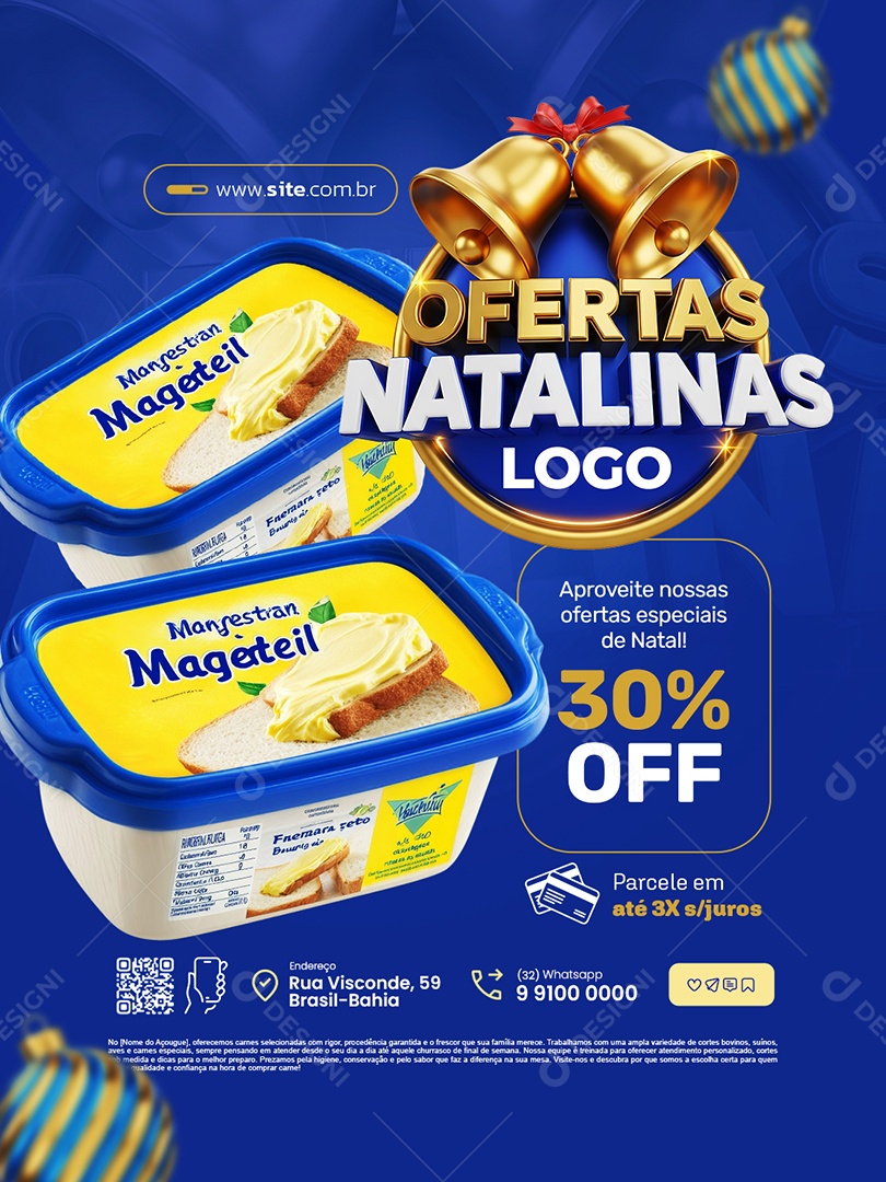 Ofertas Natalinas Supermercado Manteiga Aproveite Nossas Ofertas Social Media PSD Editável