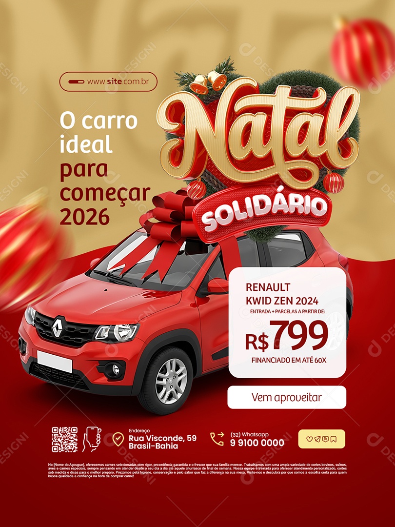 Natal Solidário Concessionária O Carro Ideal para Começar 2026 Social Media PSD Editável