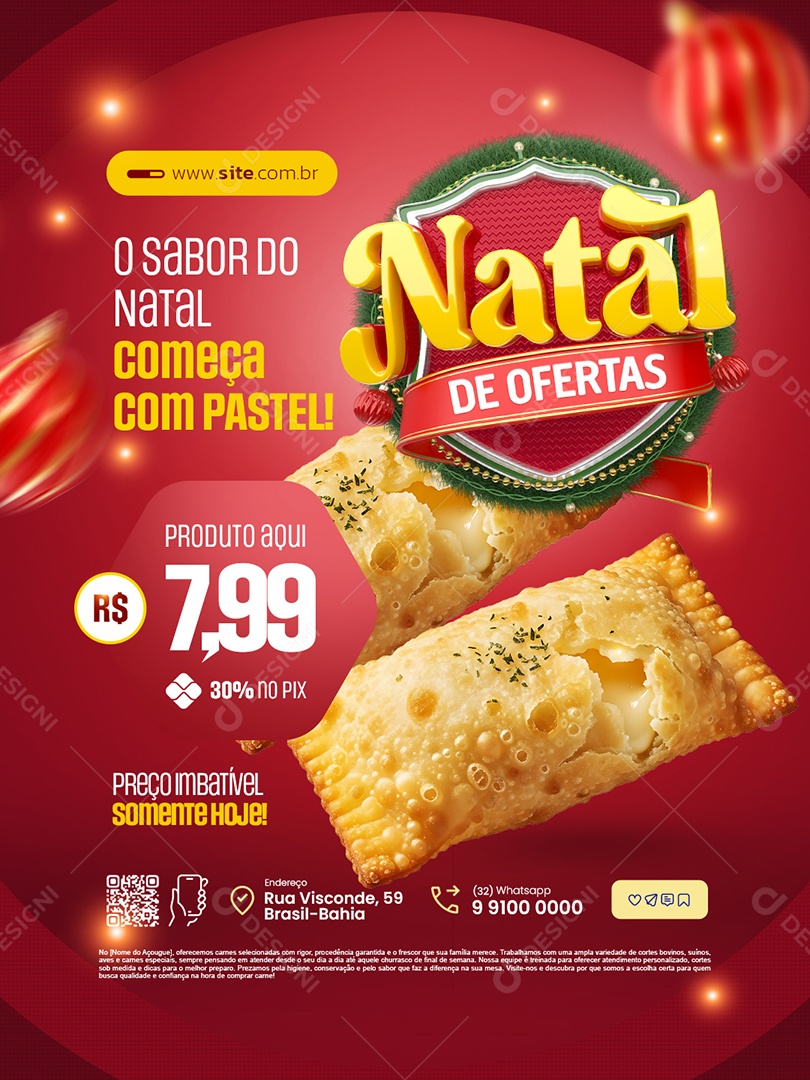 Natal de Ofertas Pastelaria o Sabor do Natal Começa com Pastel Social Media PSD Editável