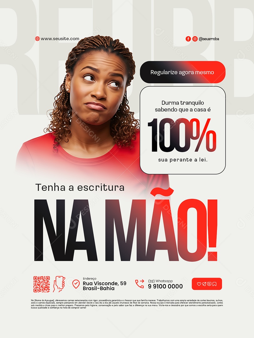 Regularização Fundiária Tenha a Escritura na Mão Social Media PSD Editável