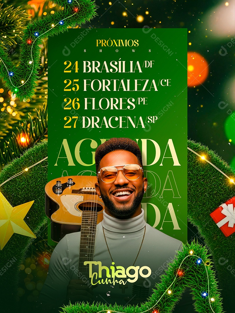 Flyer Próximos Shows Agenda Festas de Natal Social Media PSD Editável