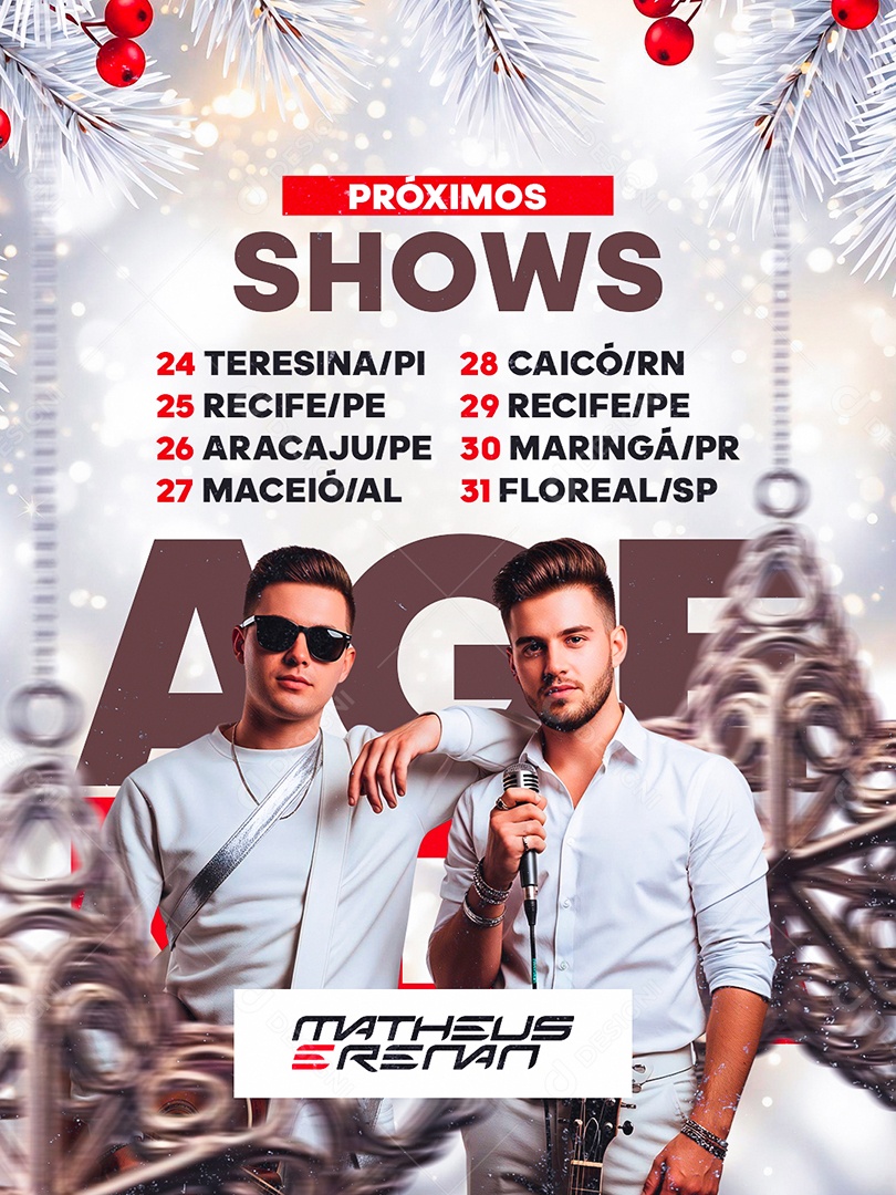 Flyer Próximos Shows Matheus e Renan Social Media PSD Editável