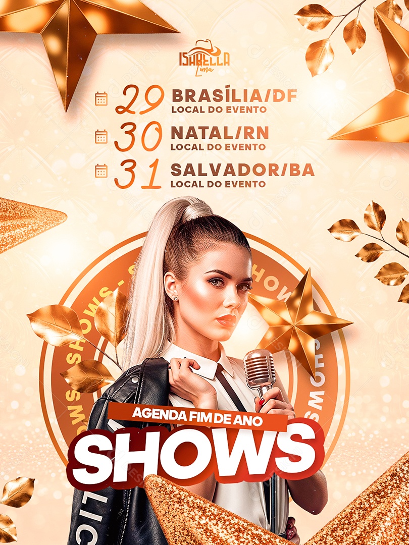 Flyer Próximos Shows Agenda Fim de Ano Isabella Lima Social Media PSD Editável