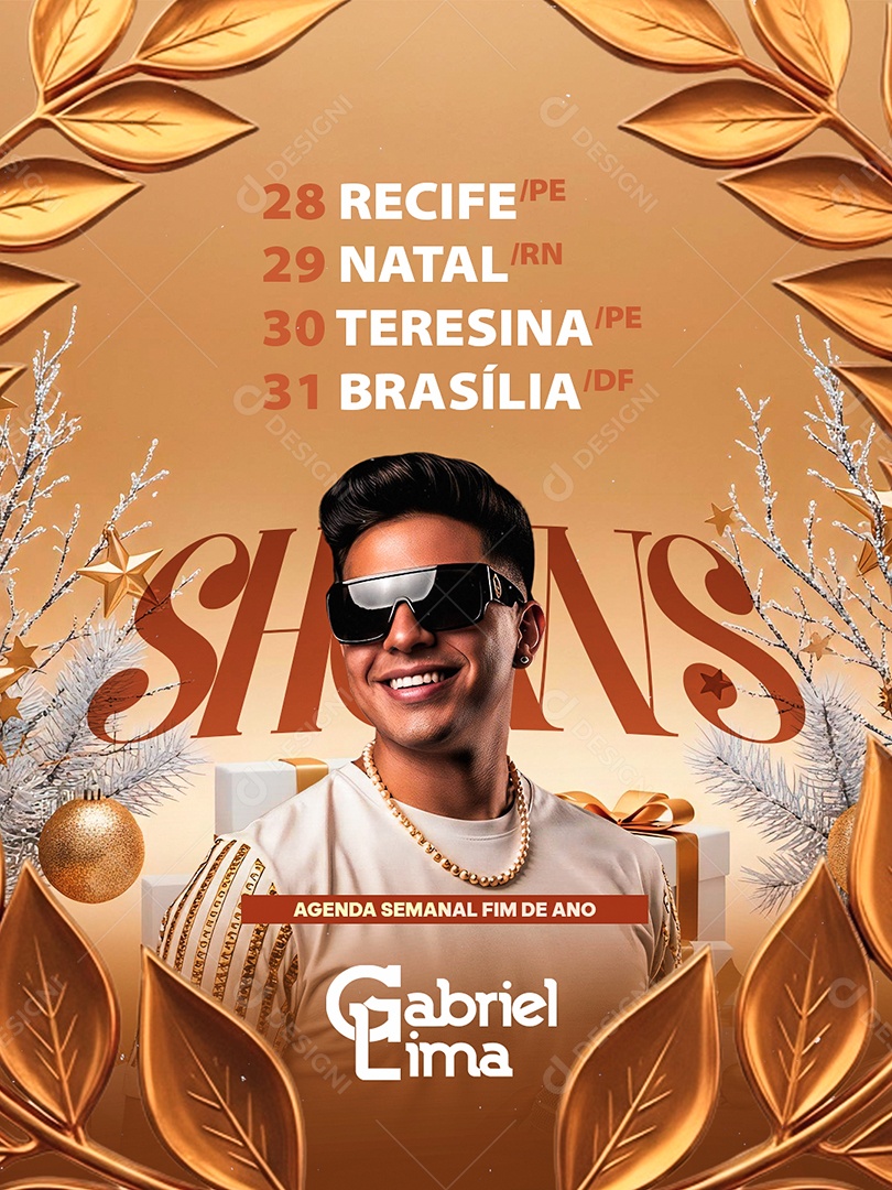 Flyer Próximos Shows Agenda Semanal Fim de Ano Social Media PSD Editável