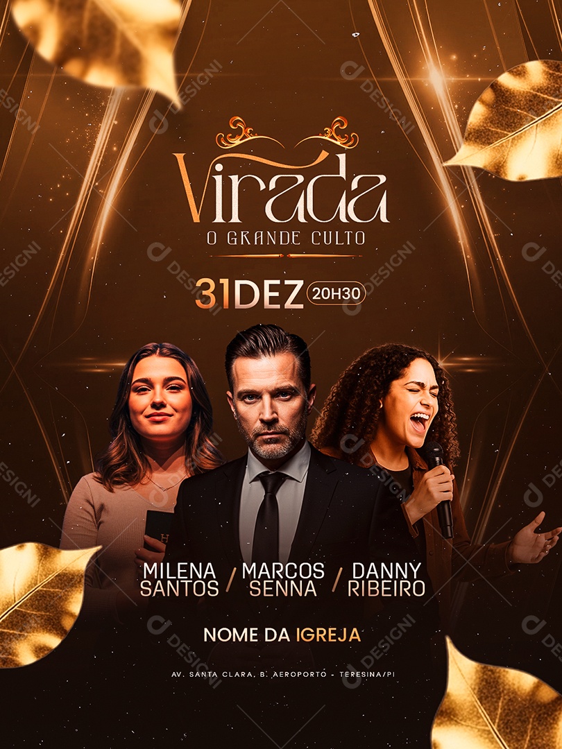 Flyer Gospel Virada O Grande Culto Social Media PSD Editável