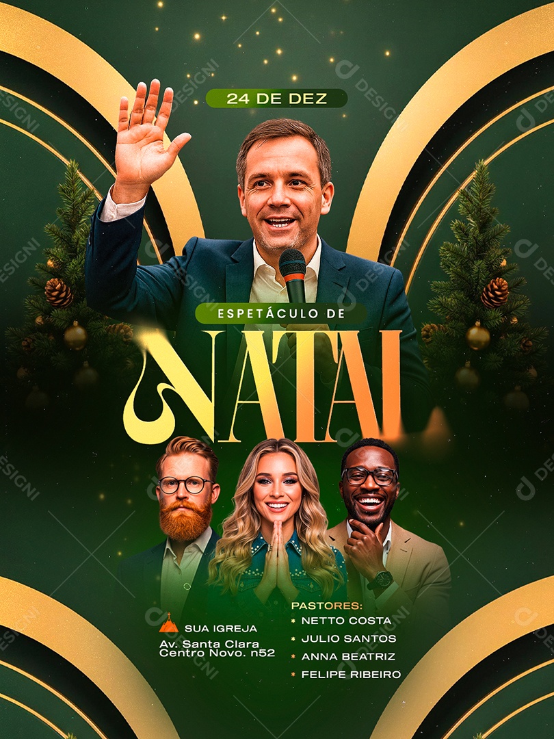 Flyer Gospel Espetáculo de Natal Social Media PSD Editável