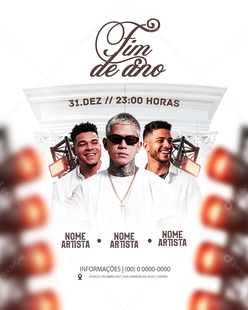 Flyer Fim de Ano Evento Festa Reveillon Social Media PSD Editável