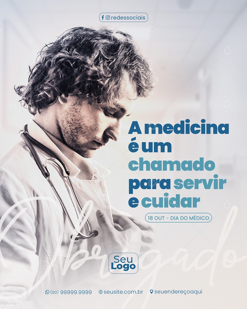 Dia do Médico 18 de Outubro A Medicina Social Media PSD Editável