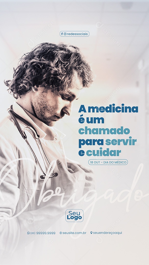 Dia do Médico 18 de Outubro A Medicina Story Social Media PSD Editável