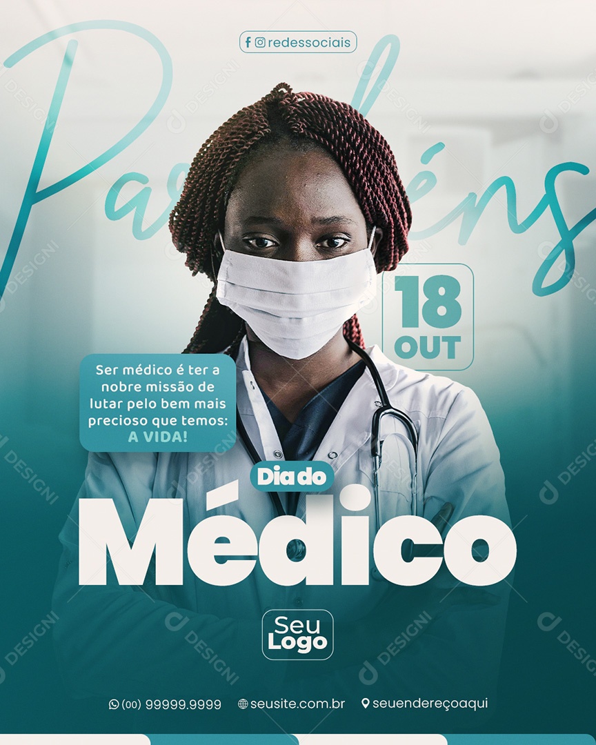 Dia do Médico 18 de Outubro A Vida Social Media PSD Editável