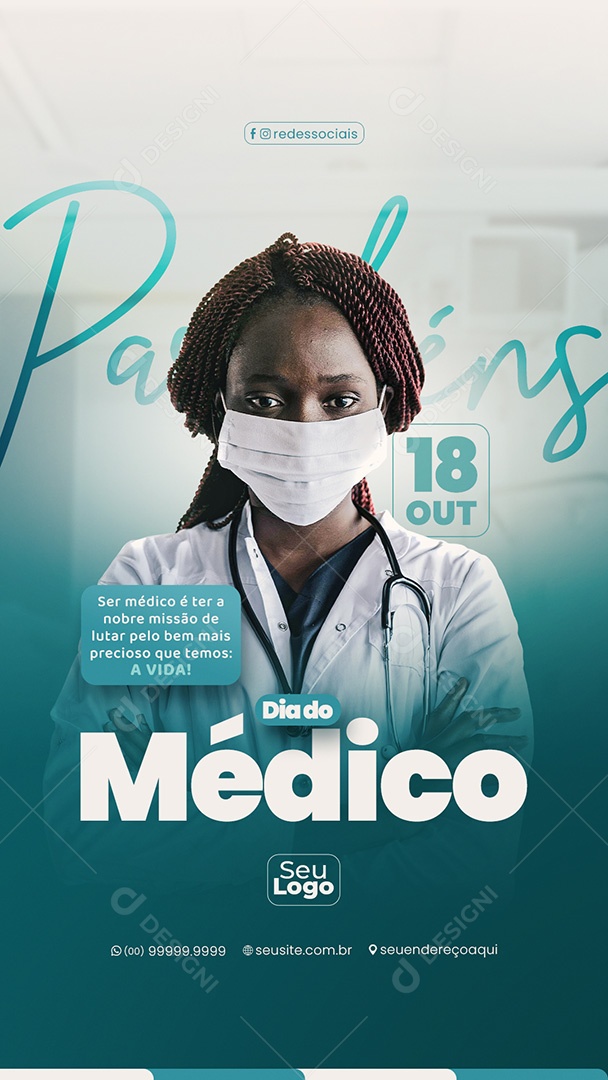 Dia do Médico 18 de Outubro A Vida Story Social Media PSD Editável