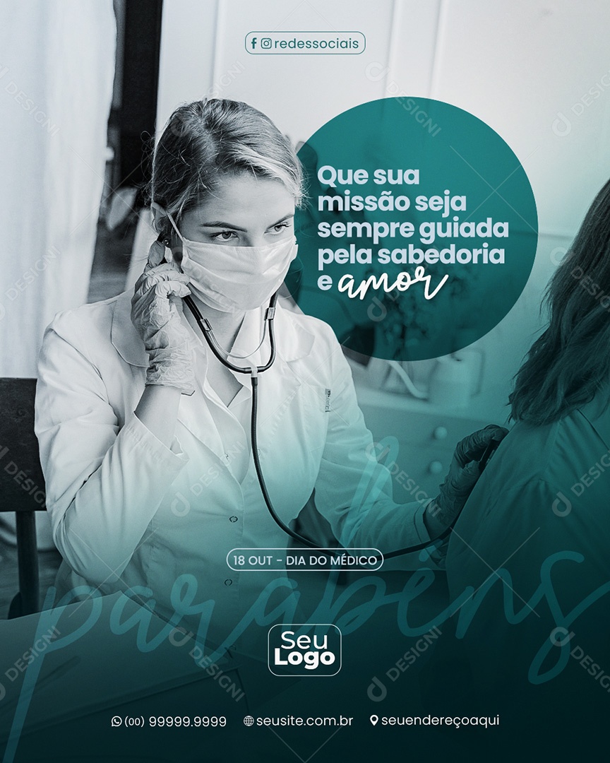Dia do Médico 18 de Outubro Que Sua Missão Social Media PSD Editável