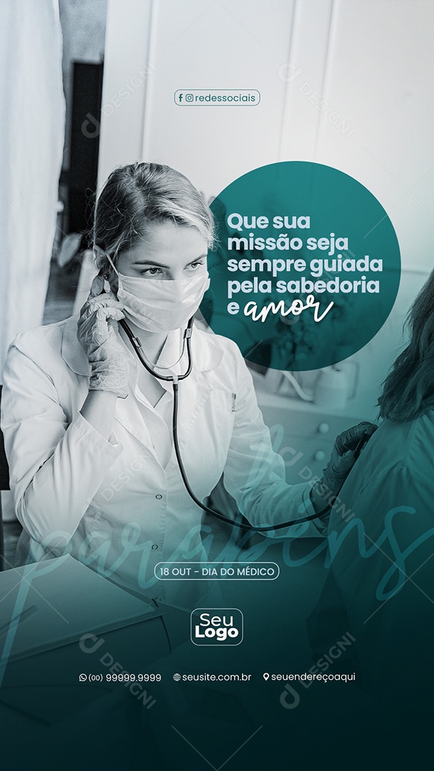 Dia do Médico 18 de Outubro Que Sua Missão Story Social Media PSD Editável