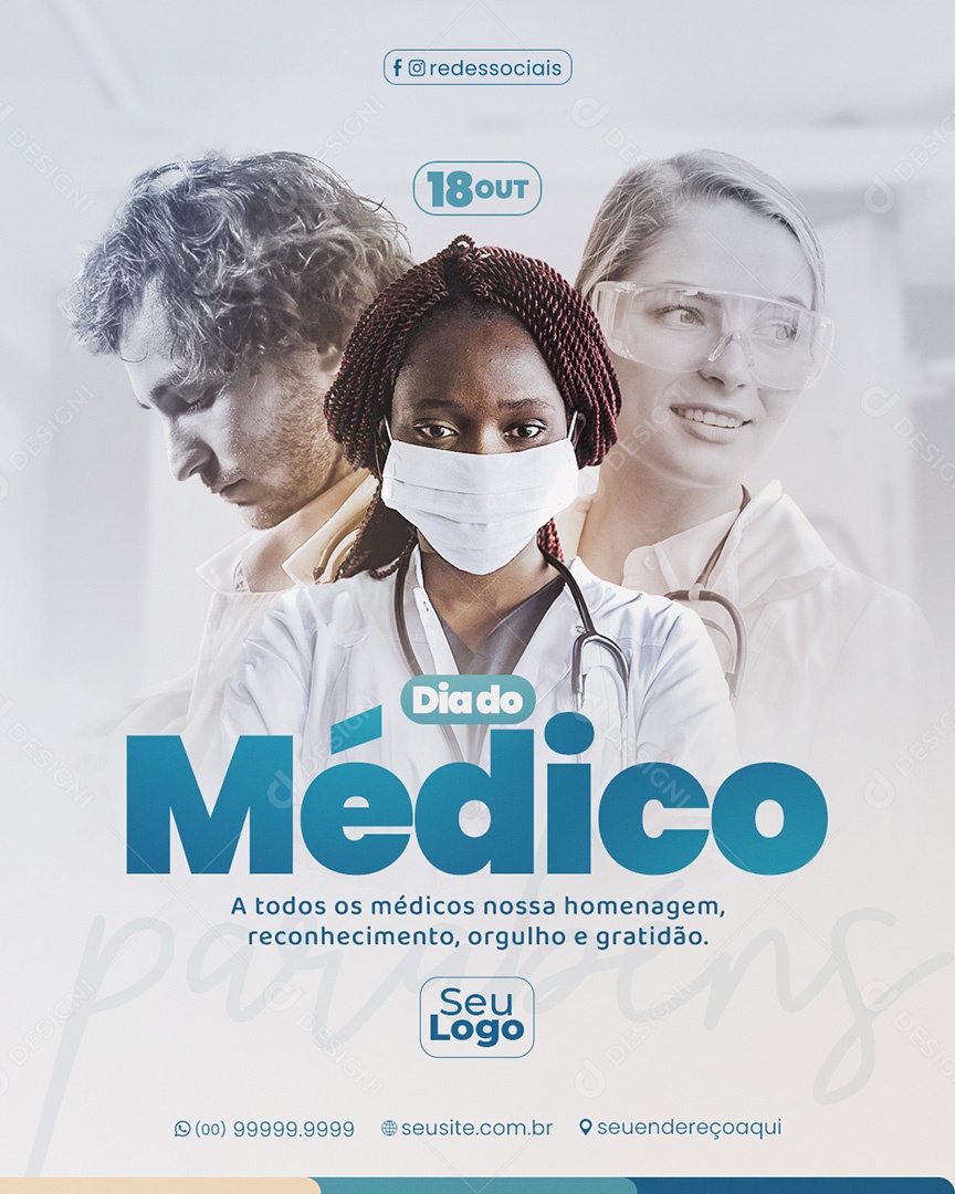 Dia do Médico 18 de Outubro Social Media PSD Editável