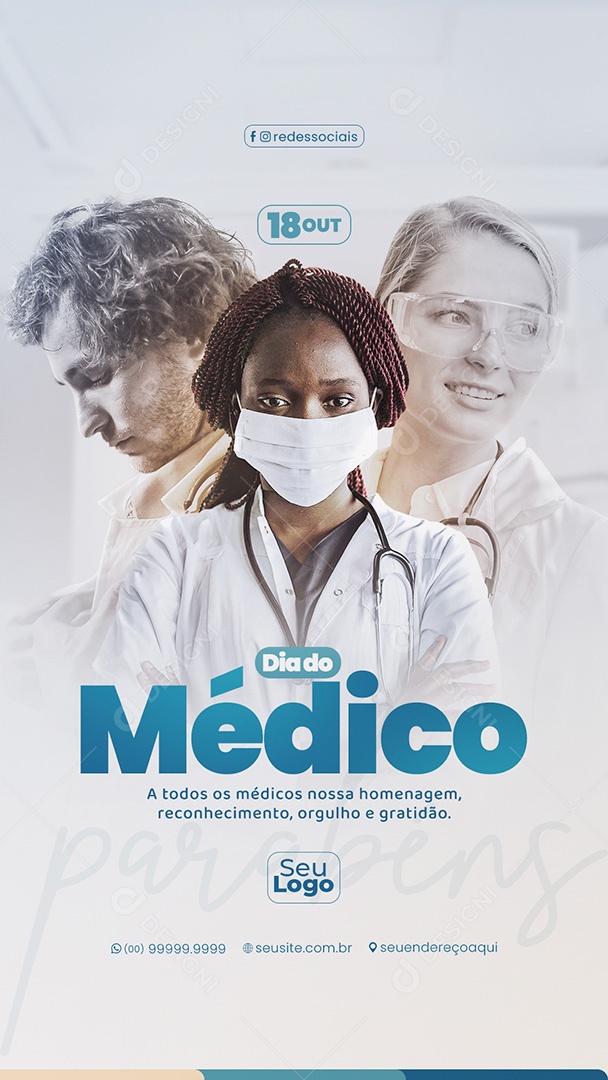 Dia do Médico 18 de Outubro Story Social Media PSD Editável