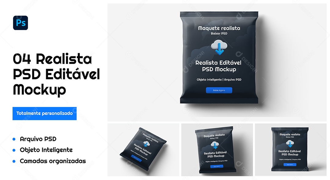 Mockup Maquete de Embalagens Bolsas PSD