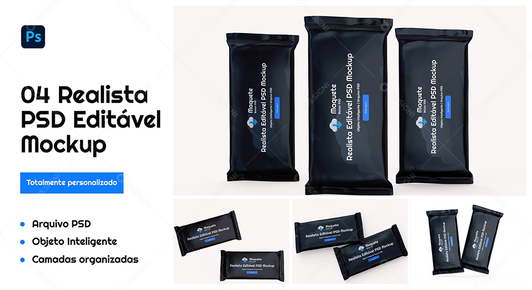 Mockup de Embalagem de Chocolate PSD