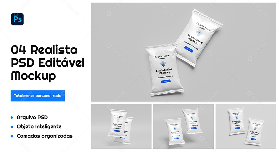 Mockup Maquete de Embalagem Para Lanches PSD