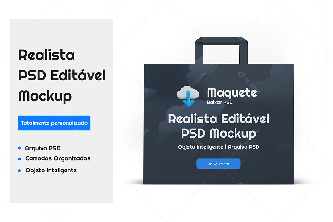 Mockup Maquete Realista de Sacola de Compras Cinza Escuro e Preto PSD Editável