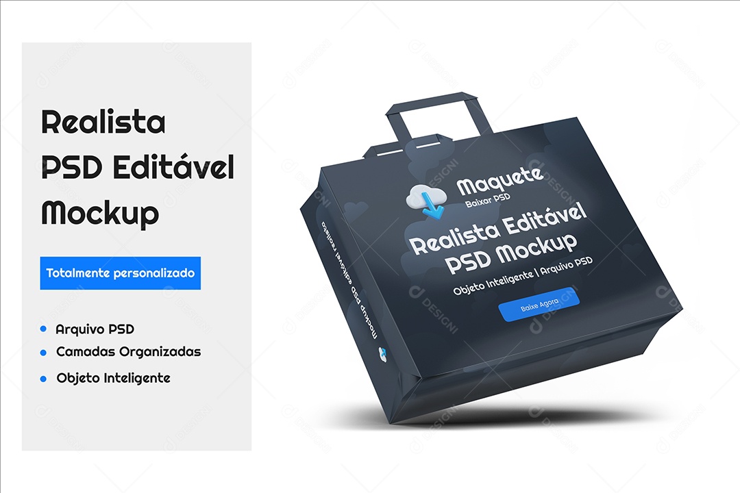 Mockup Maquete Realista de Sacola de Compras Cinza Escuro e Preto PSD Editável