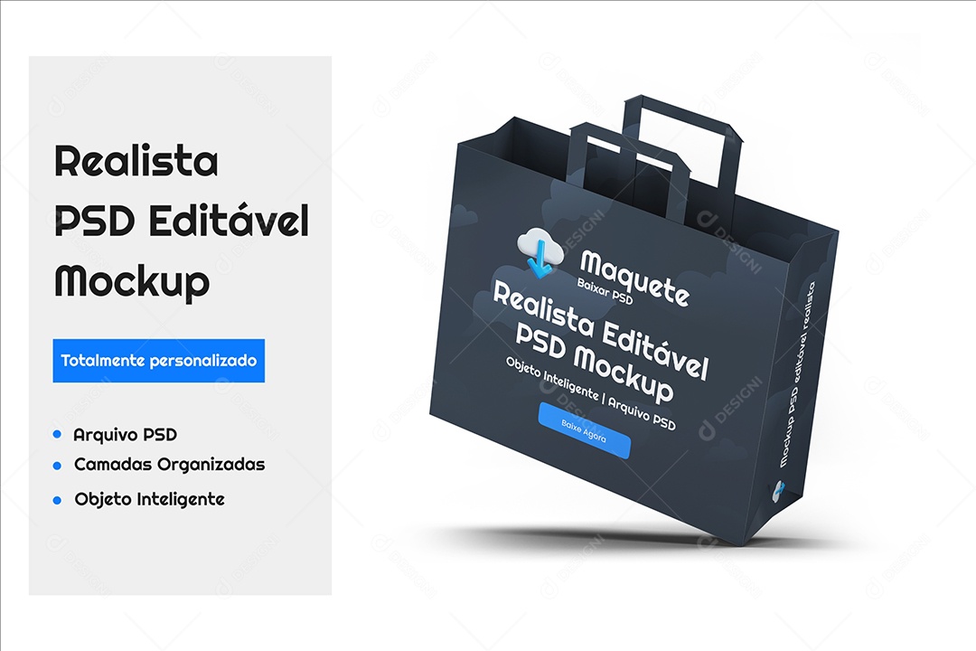 Mockup Maquete Realista de Sacola de Compras Cinza Escuro e Preto PSD Editável