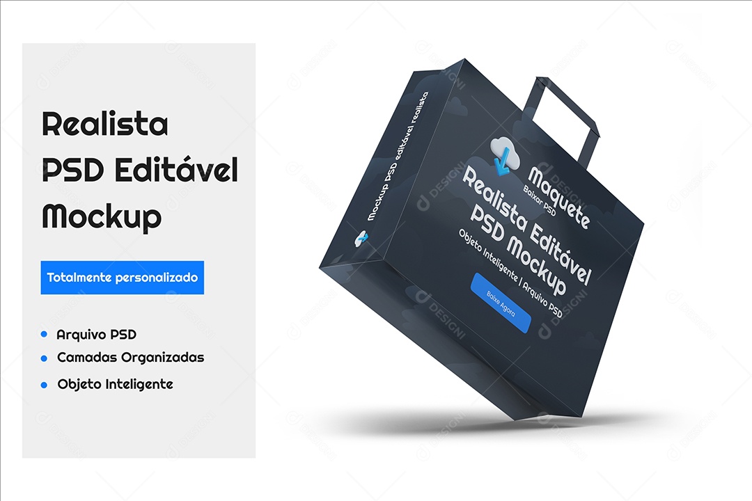 Mockup Maquete Realista de Sacola de Compras Cinza Escuro e Preto PSD Editável