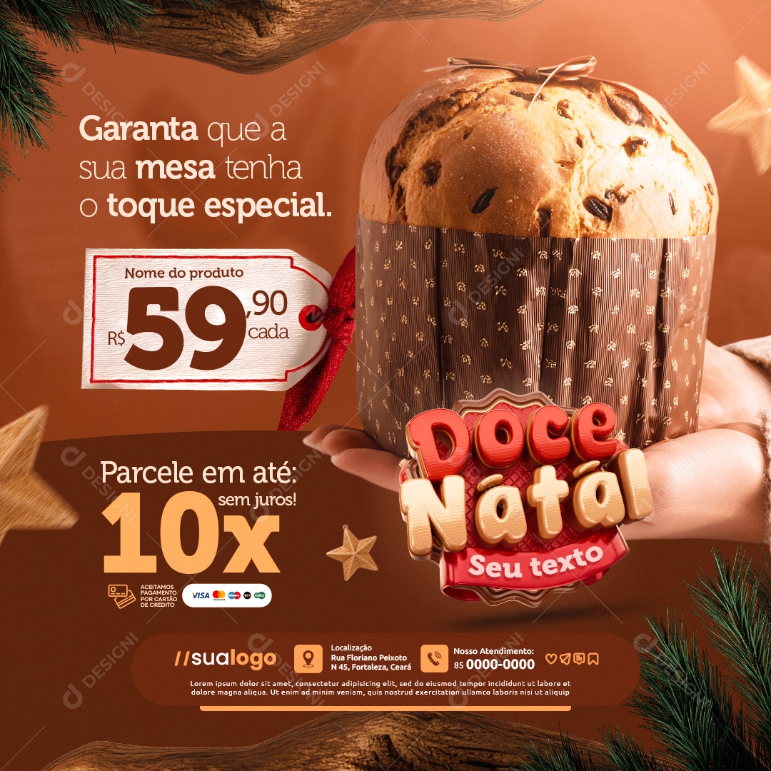 Doce Natal Supermercado Garanta Que a Sua Mesa Tenha o Toque Especial Social Media PSD Editável