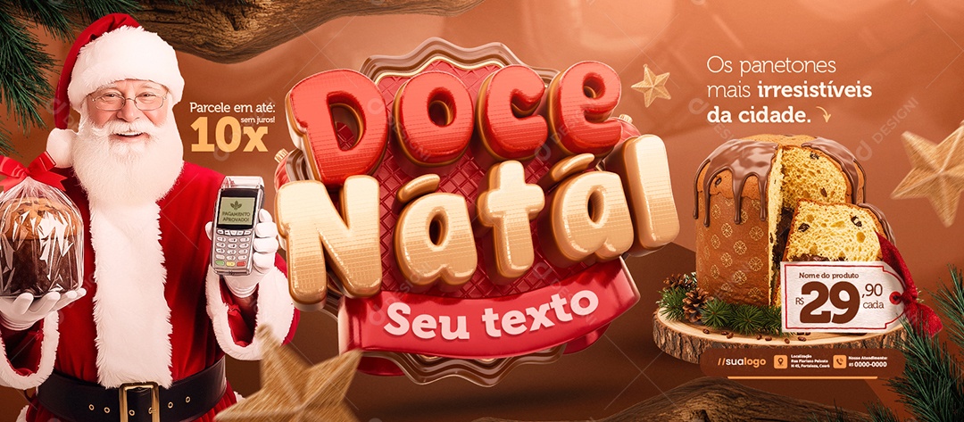 Banner Doce Natal Supermercado Os Panetones Mais Irresistíveis Social Media PSDEditável