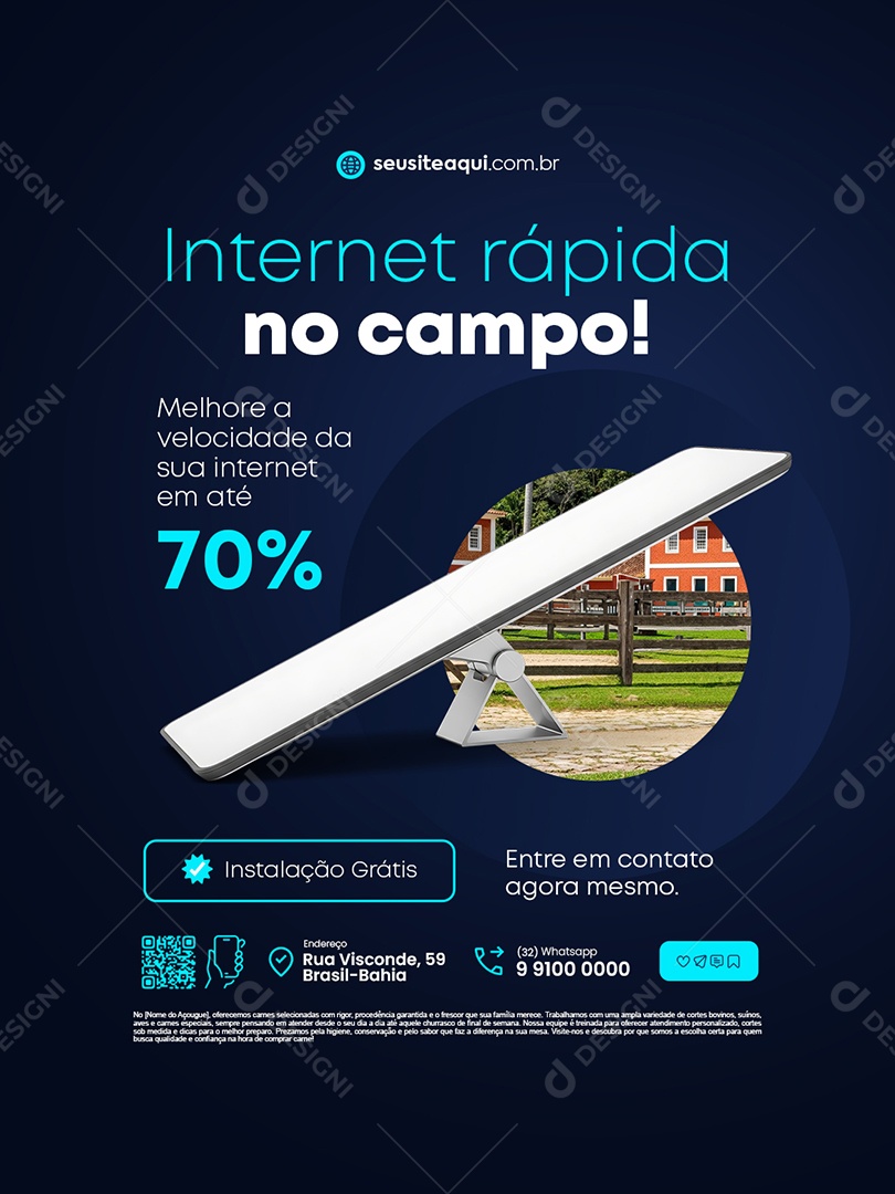 Starlink Internet Rápida no Campo Social Media PSD Editável