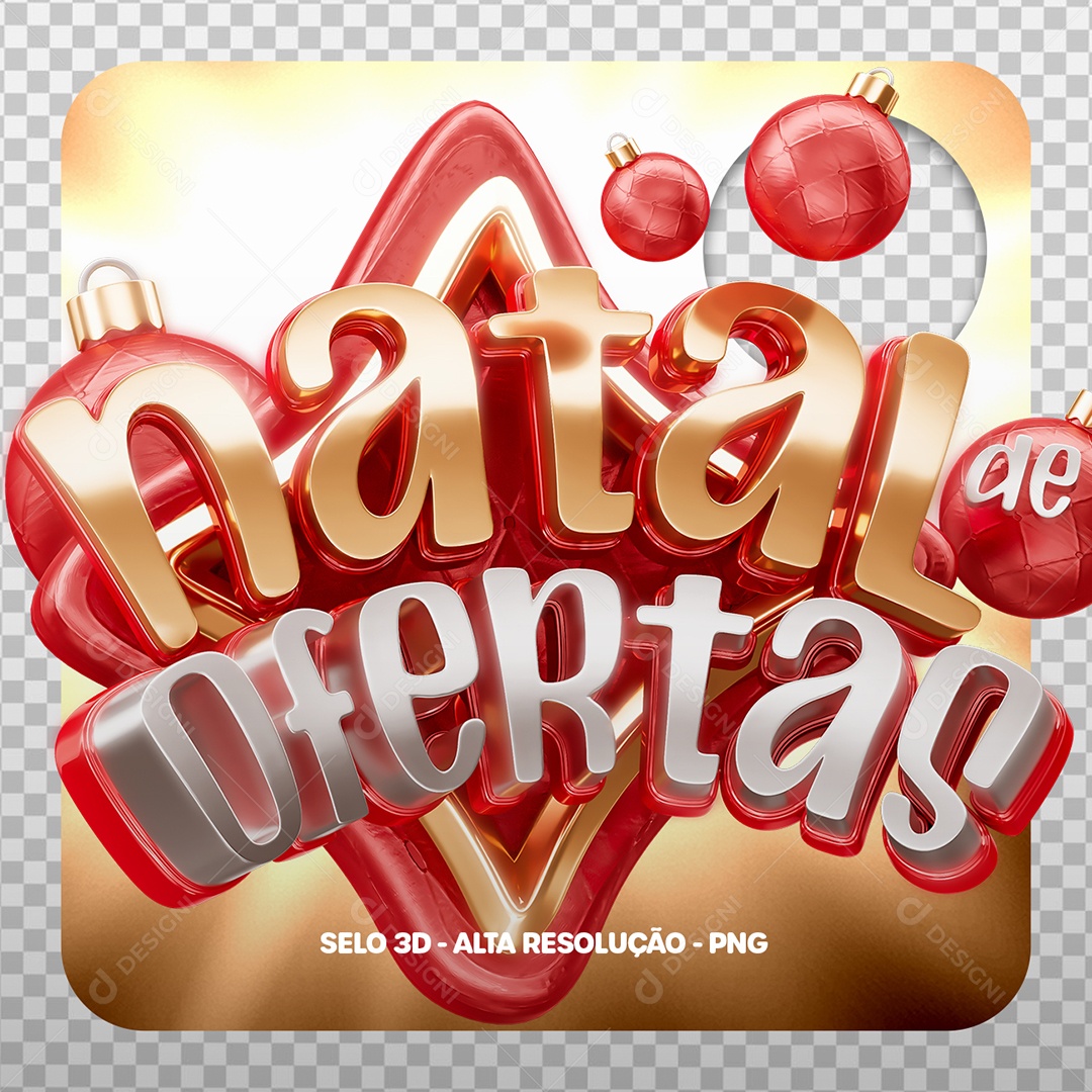 Natal de Ofertas Selo 3D para Composição PSD