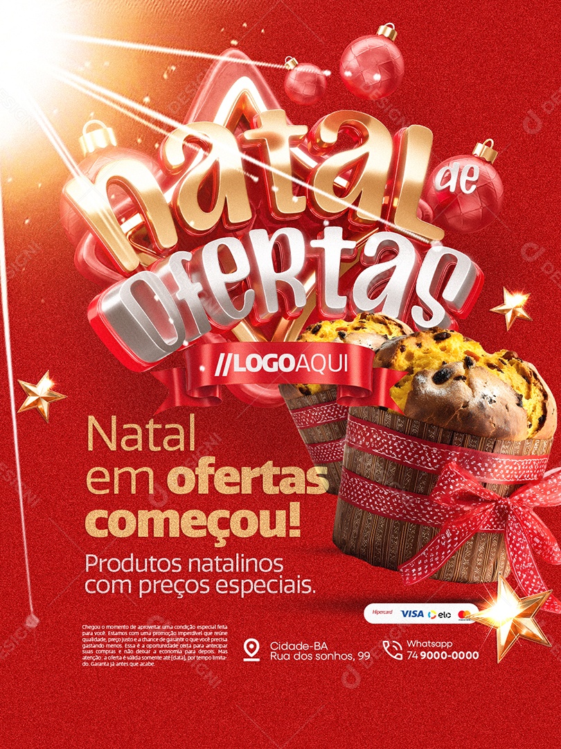 Natal de Ofertas Supermercado Natal em Ofertas Começou Social Media PSD Editável