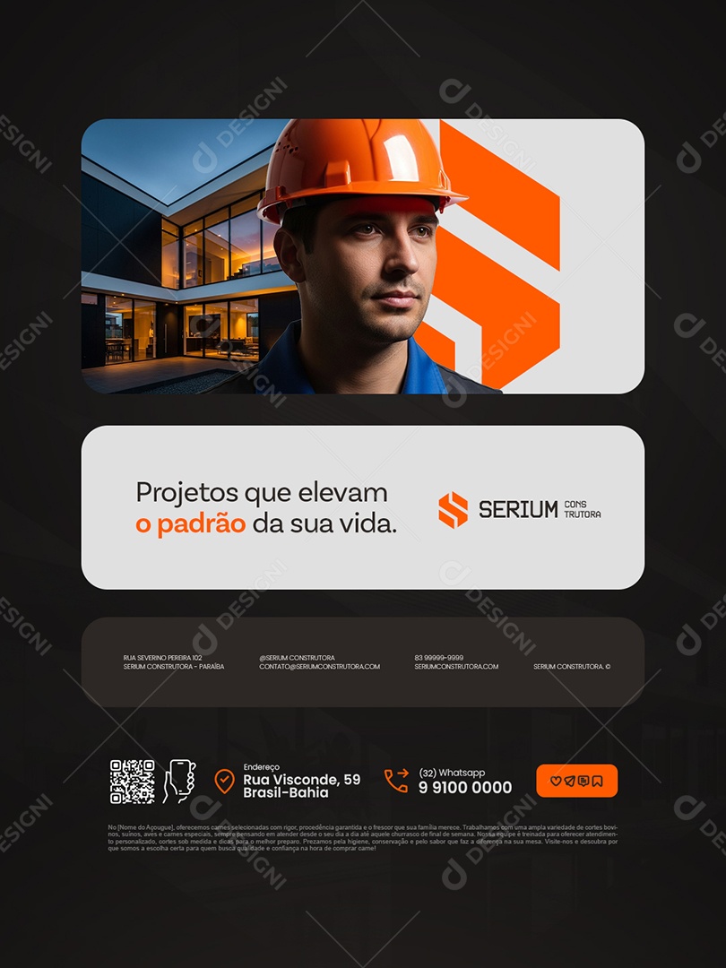 Construtora Projetos Que Elevam o Padrão da Sua Vida Social Media PSD Editável
