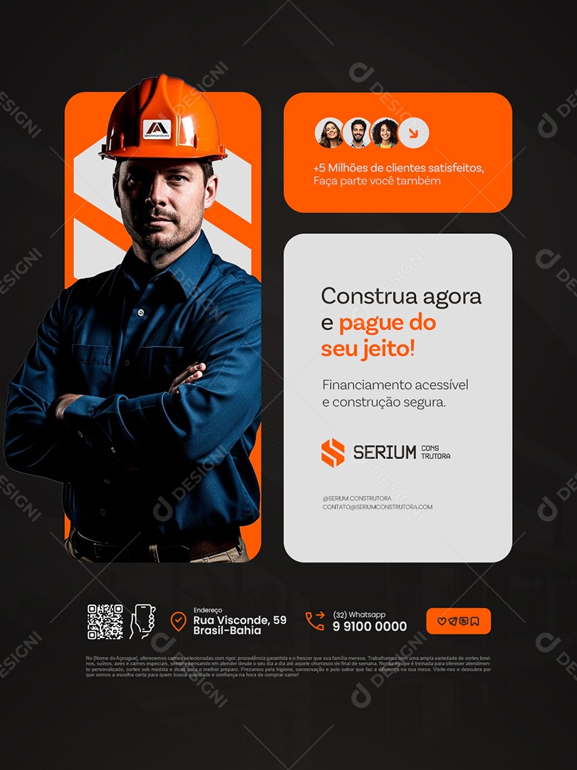 Construtora Construa Agora e Pague do Seu Jeito Social Media PSD Editável